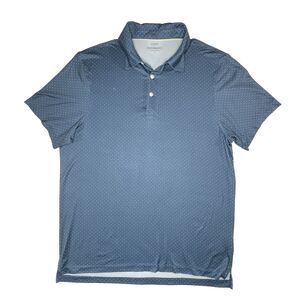 J Crew Performance Polo Shirt Men Large Blue Micro Dot Golf Stretch Short Sleeve